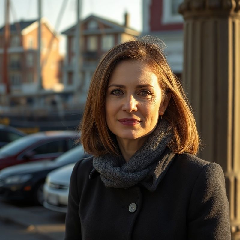 Portrait of a woman at Halifax waterfront in natural northern light