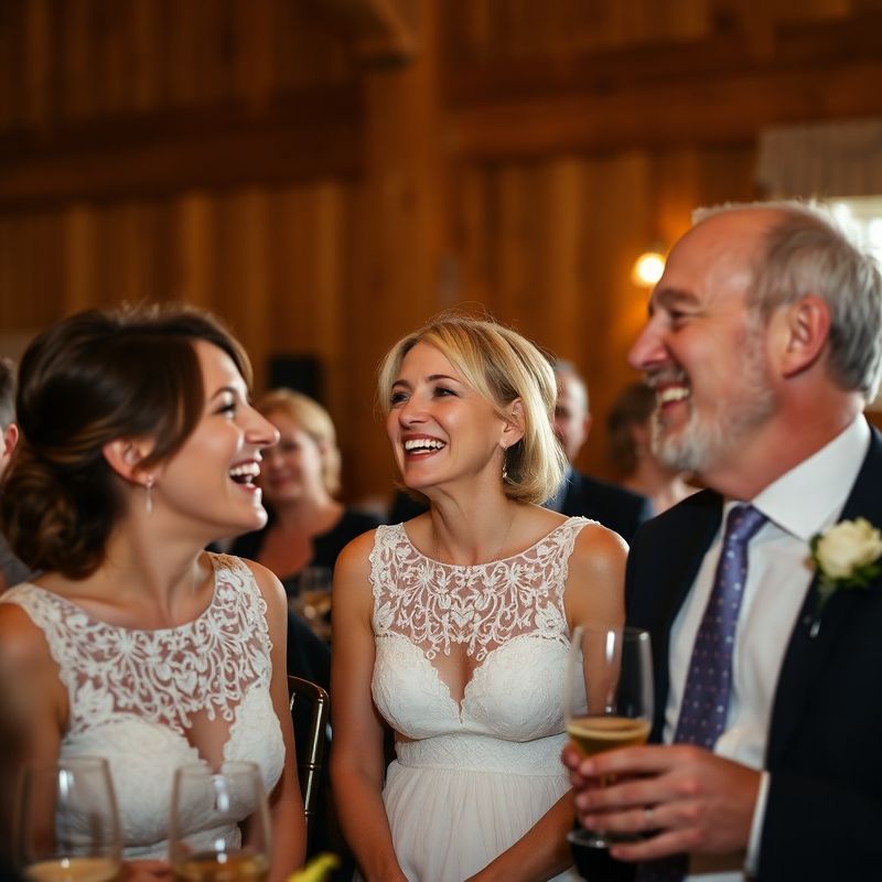 Wedding guests laughing at a Nova Scotia reception